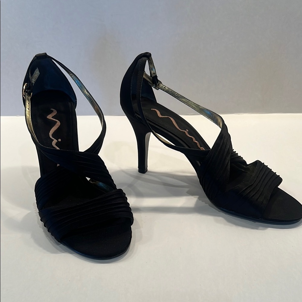 Black Nina Satin Heels